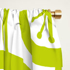 Lime Green Mid Century Modern Atomic Drops Retro Pattern on White Window Curtain Gallery Image 2