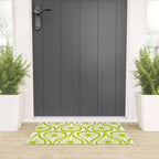Lime Green Mid Century Modern Atomic Drops Retro Pattern on White Welcome Mat Gallery Image 3