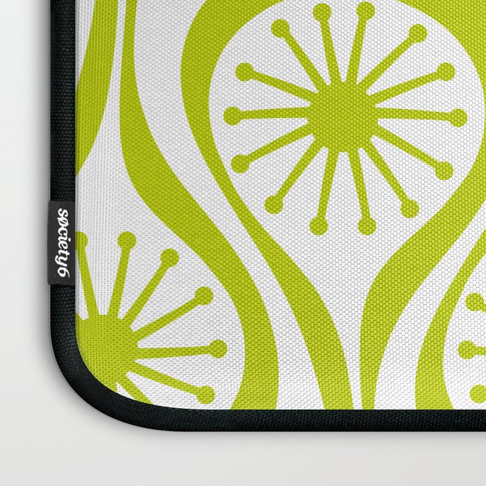 Lime Green Mid Century Modern Atomic Drops Retro Pattern on White Laptop Sleeve Gallery Image 3