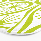 Lime Green Mid Century Modern Atomic Drops Retro Pattern on White Bath Mat Gallery Image 3