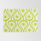 Lime Green Mid Century Modern Atomic Drops Retro Pattern on White Rug Gallery Image 2