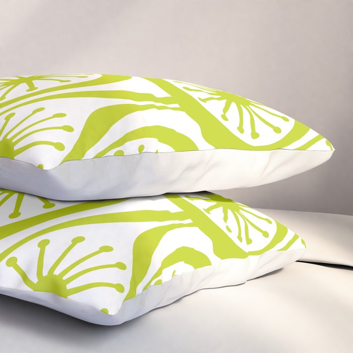 Lime Green Mid Century Modern Atomic Drops Retro Pattern on White Pillow Sham Gallery Image 3