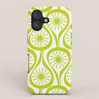 Lime Green Mid Century Modern Atomic Drops Retro Pattern on White iPhone Case Gallery Image 1