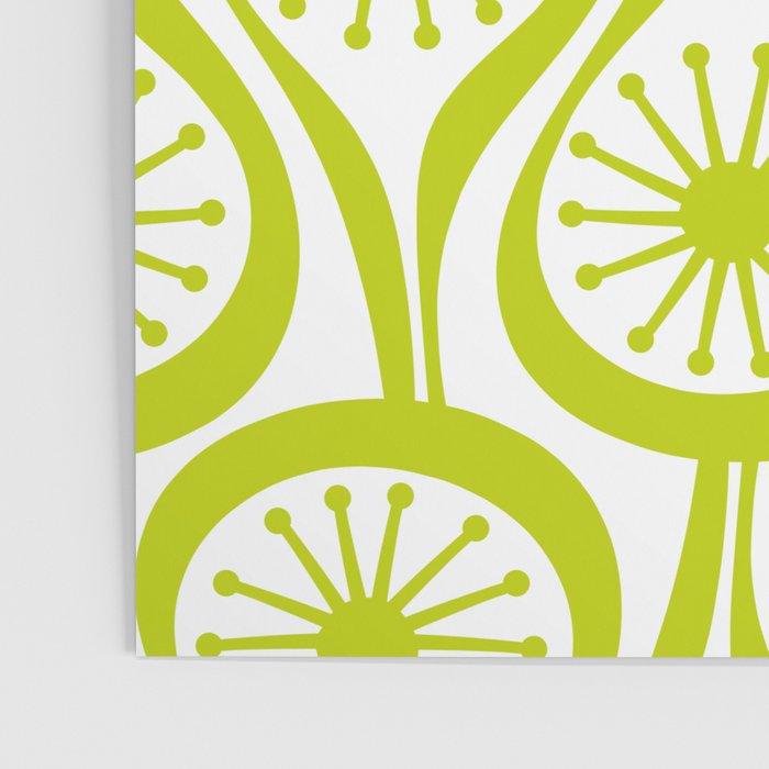 Lime Green Mid Century Modern Atomic Drops Retro Pattern on White Poster Gallery Image 3