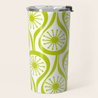 Lime Green Mid Century Modern Atomic Drops Retro Pattern on White Travel Mug Gallery Image 2