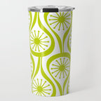 Lime Green Mid Century Modern Atomic Drops Retro Pattern on White Travel Mug Gallery Image 1