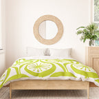 Lime Green Mid Century Modern Atomic Drops Retro Pattern on White Duvet Cover Gallery Image 3