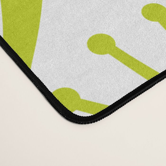 Lime Green Mid Century Modern Atomic Drops Retro Pattern on White Desk Mat Gallery Image 4