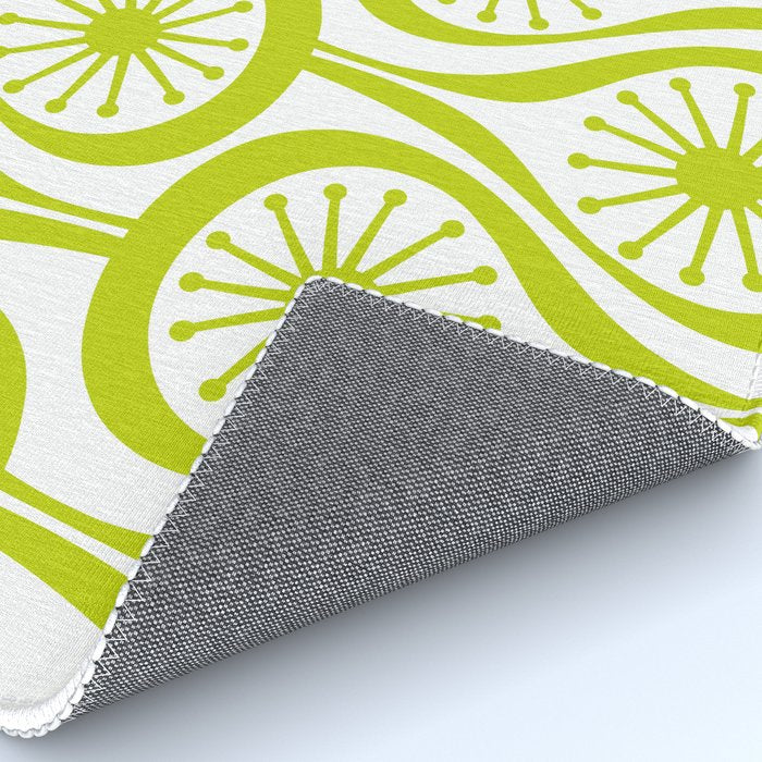 Lime Green Mid Century Modern Atomic Drops Retro Pattern on White Rug Gallery Image 4