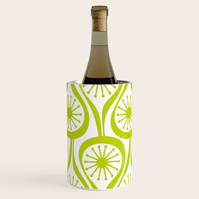 Lime Green Mid Century Modern Atomic Drops Retro Pattern on White Wine Chiller Gallery Image 2
