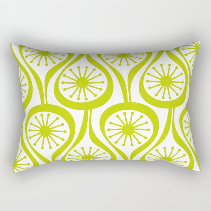 Lime Green Mid Century Modern Atomic Drops Retro Pattern on White Rectangular Pillow Gallery Image 1
