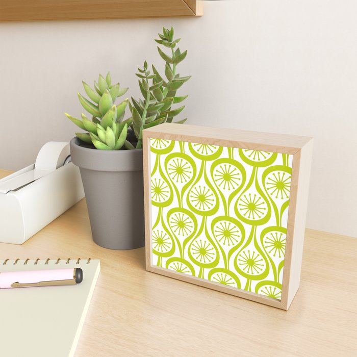 Lime Green Mid Century Modern Atomic Drops Retro Pattern on White Mini Art Print Gallery Image 2