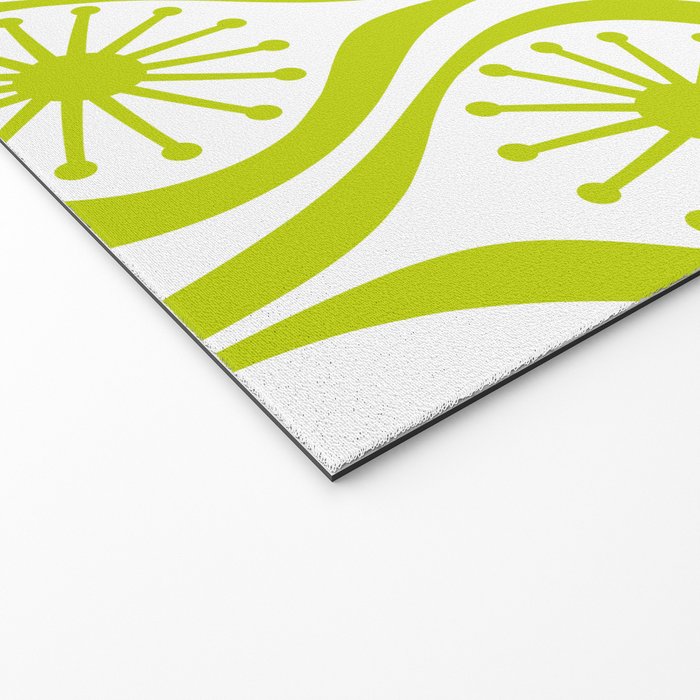 Lime Green Mid Century Modern Atomic Drops Retro Pattern on White Welcome Mat Gallery Image 2