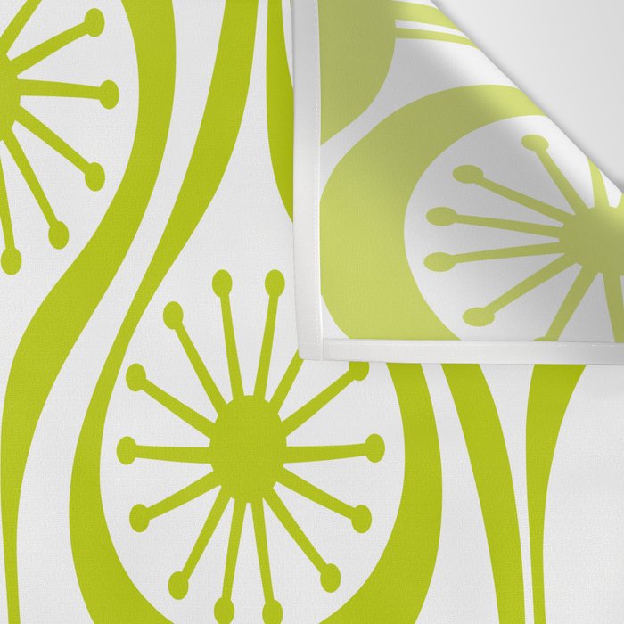 Lime Green Mid Century Modern Atomic Drops Retro Pattern on White Wall Tapestry Gallery Image 3