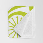Lime Green Mid Century Modern Atomic Drops Retro Pattern on White Throw Blanket Gallery Image 3