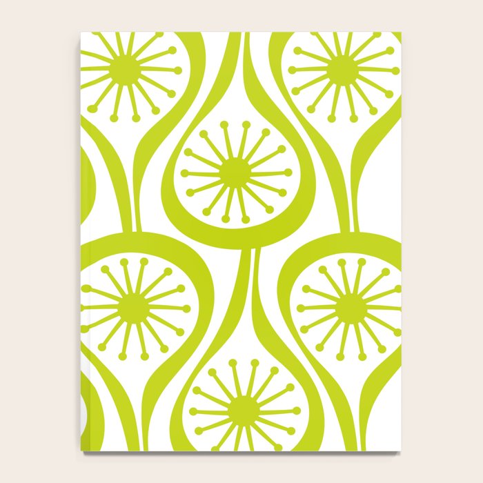 Lime Green Mid Century Modern Atomic Drops Retro Pattern on White Notebook Gallery Image 4