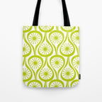 Lime Green Mid Century Modern Atomic Drops Retro Pattern on White Tote Bag Gallery Image 1