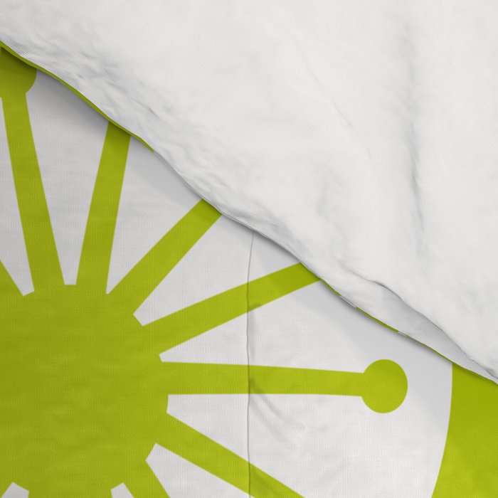 Lime Green Mid Century Modern Atomic Drops Retro Pattern on White Comforter Gallery Image 4