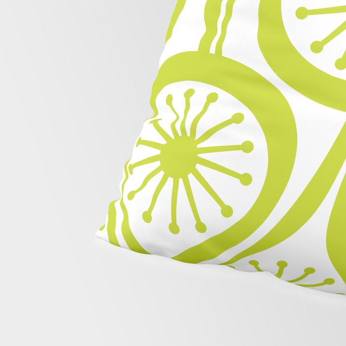 Lime Green Mid Century Modern Atomic Drops Retro Pattern on White Pillow Sham Gallery Image 4