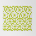 Lime Green Mid Century Modern Atomic Drops Retro Pattern on White Throw Blanket Gallery Image 2