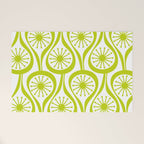 Lime Green Mid Century Modern Atomic Drops Retro Pattern on White Welcome Mat Gallery Image 1