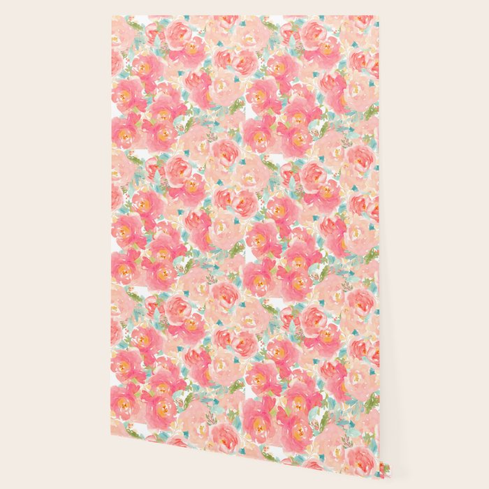 Watercolor Peonies Summer Bouquet Wallpaper Gallery Image 2