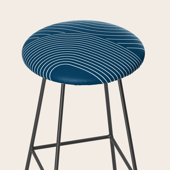 Geometric Lines in night Blue 16 (Rainbow Abstract) Stool Gallery Image 2