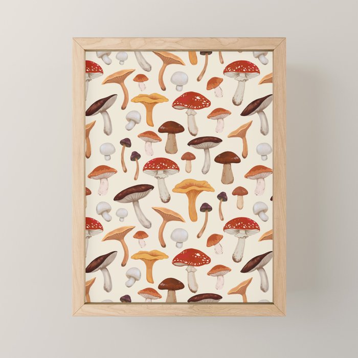 Mushroom Medley Pattern - Neutral Mini Art Print Gallery Image 1