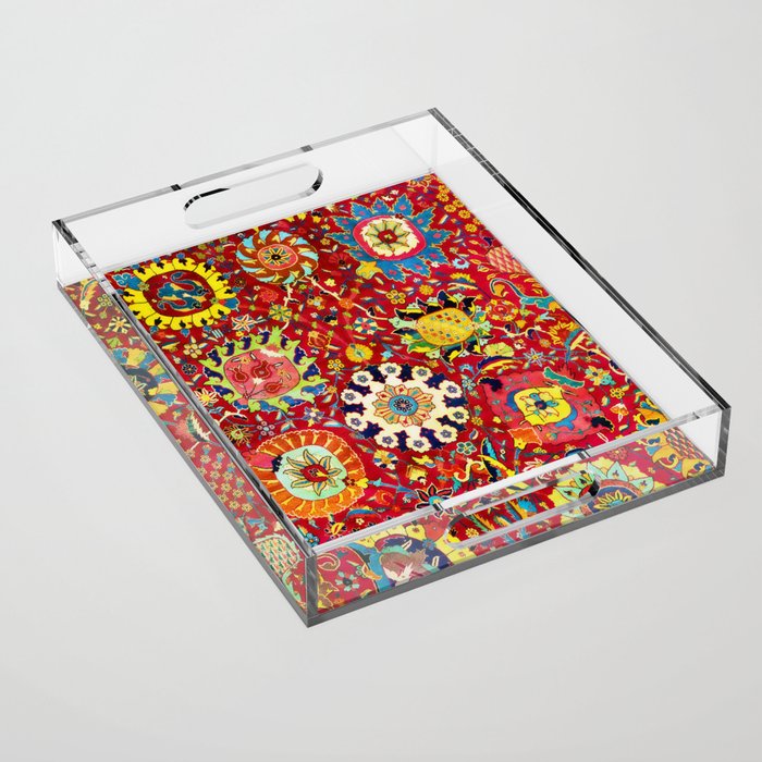 Kirman 17th Century Vase Carpet Print Acrylic Tray Gallery Image 1