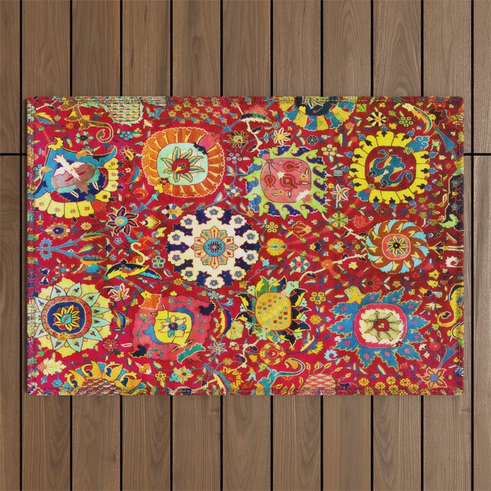 Kirman 17th Century Vase Carpet Print Outdoor Rug Gallery Image 1