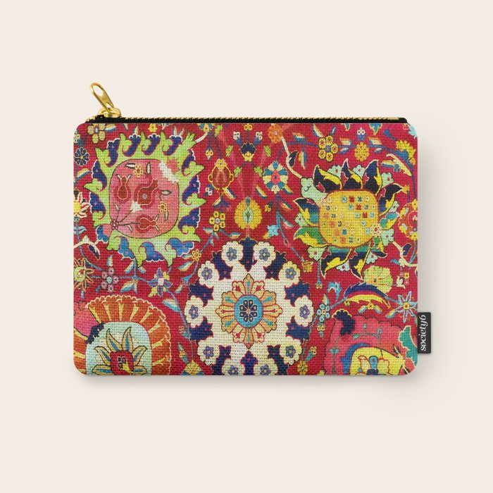 Kirman 17th Century Vase Carpet Print Carry All Pouch Gallery Image 1