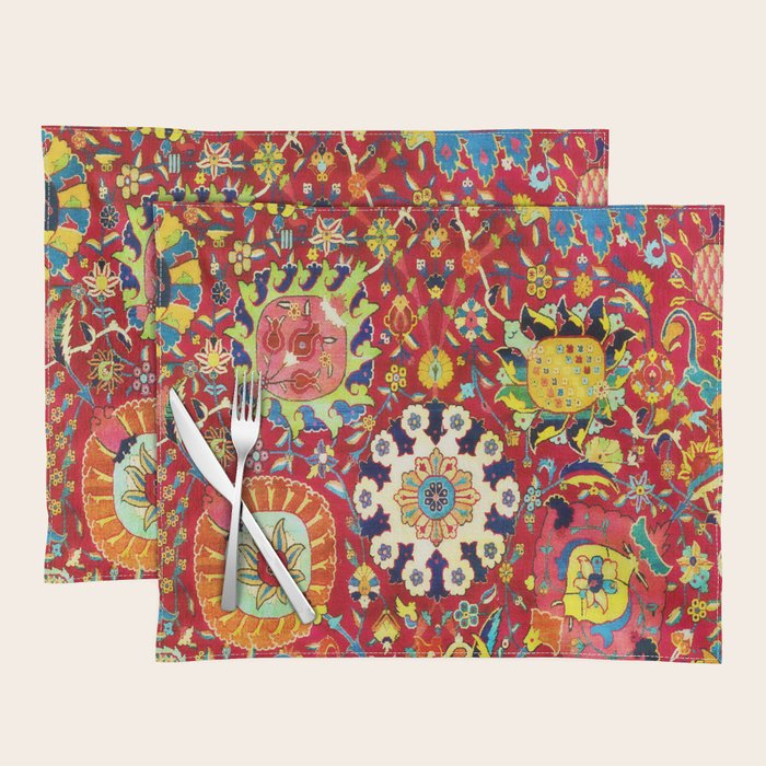 Kirman 17th Century Vase Carpet Print Placemat Gallery Image 1