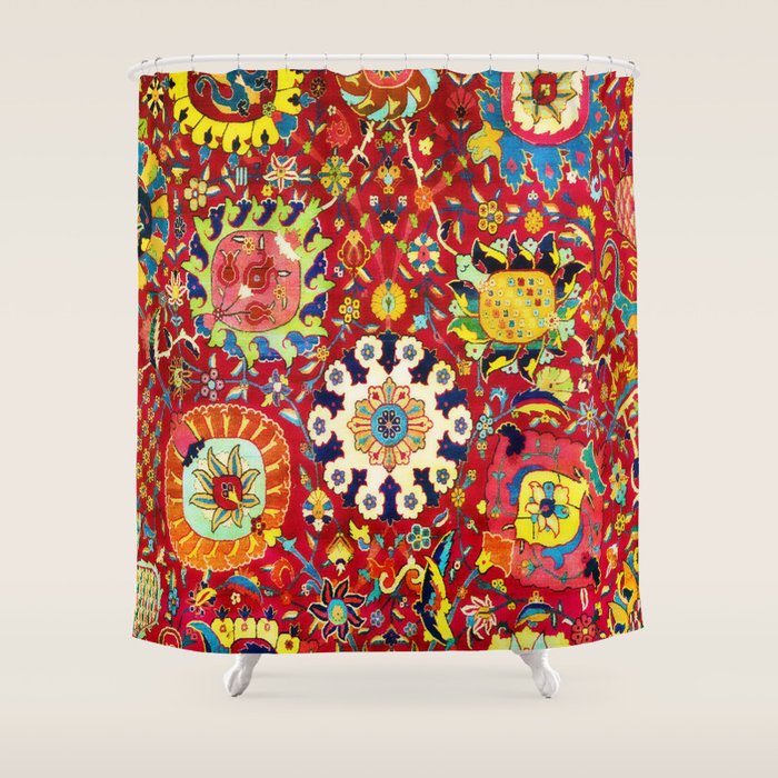 Kirman 17th Century Vase Carpet Print Shower Curtain Gallery Image 1