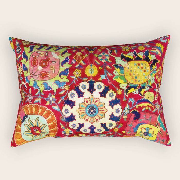 Kirman 17th Century Vase Carpet Print Rectangular Pillow Gallery Image 2