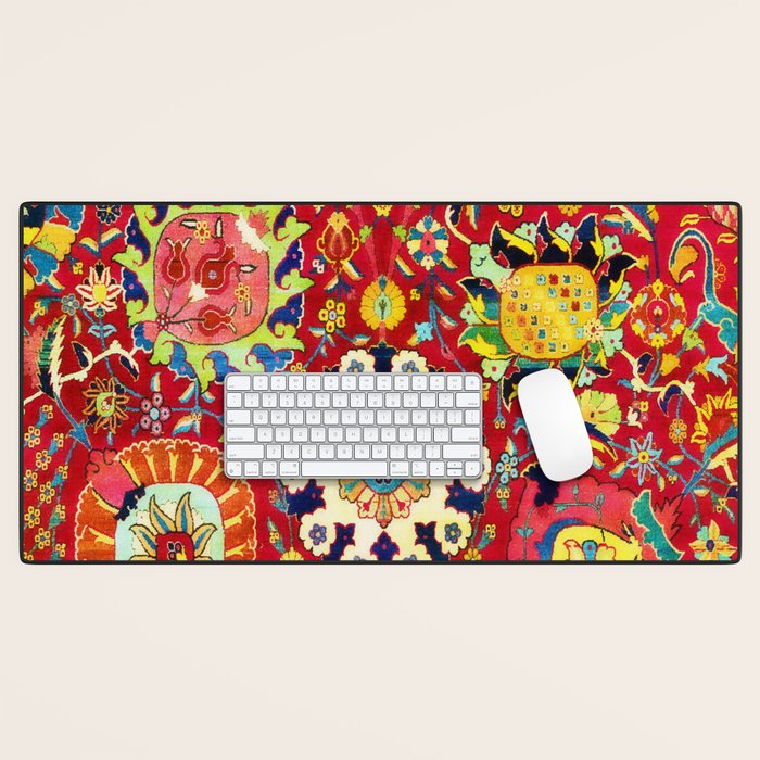 Kirman 17th Century Vase Carpet Print Desk Mat Gallery Image 1