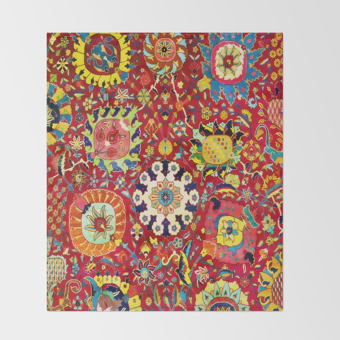 Kirman 17th Century Vase Carpet Print Throw Blanket Gallery Image 2