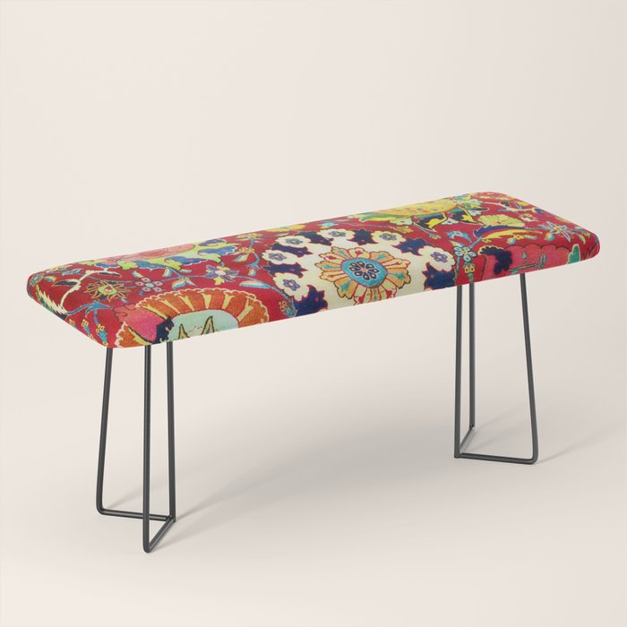 Kirman 17th Century Vase Carpet Print Bench Gallery Image 1