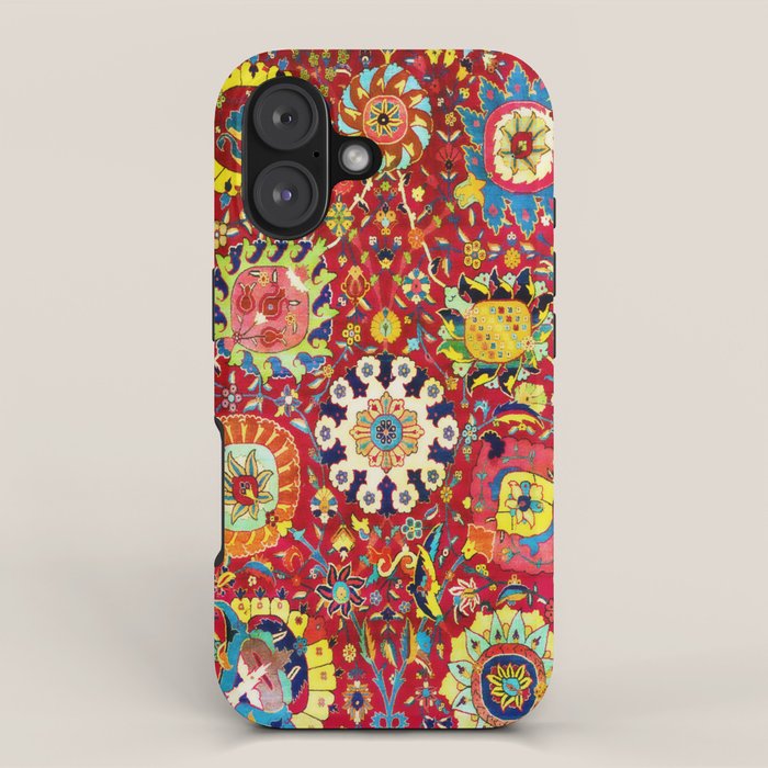 Kirman 17th Century Vase Carpet Print iPhone Case Gallery Image 1