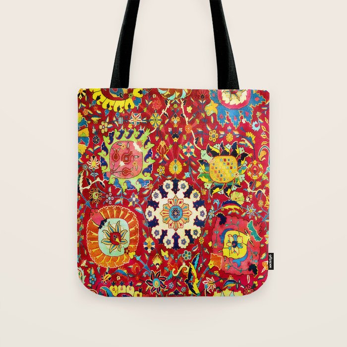 Kirman 17th Century Vase Carpet Print Tote Bag Gallery Image 1