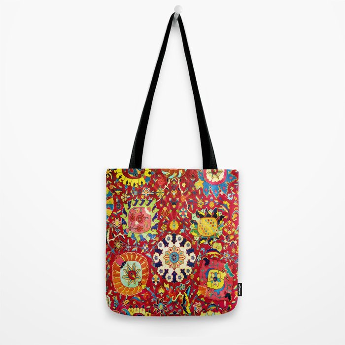 Kirman 17th Century Vase Carpet Print Tote Bag Gallery Image 2
