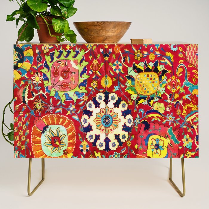 Kirman 17th Century Vase Carpet Print Credenza Gallery Image 1