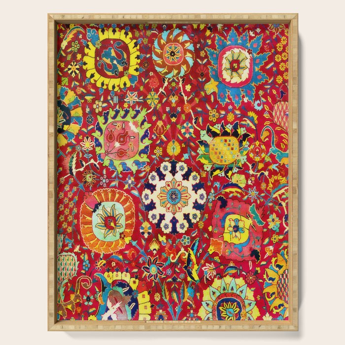 Kirman 17th Century Vase Carpet Print Serving Tray Gallery Image 1