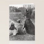 A Girl, Her Dog, and Her Horse wonderful black and white photograph - photography Stationery Card Gallery Image 2