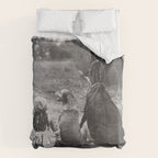 A Girl, Her Dog, and Her Horse wonderful black and white photograph - photography Comforter Gallery Image 6
