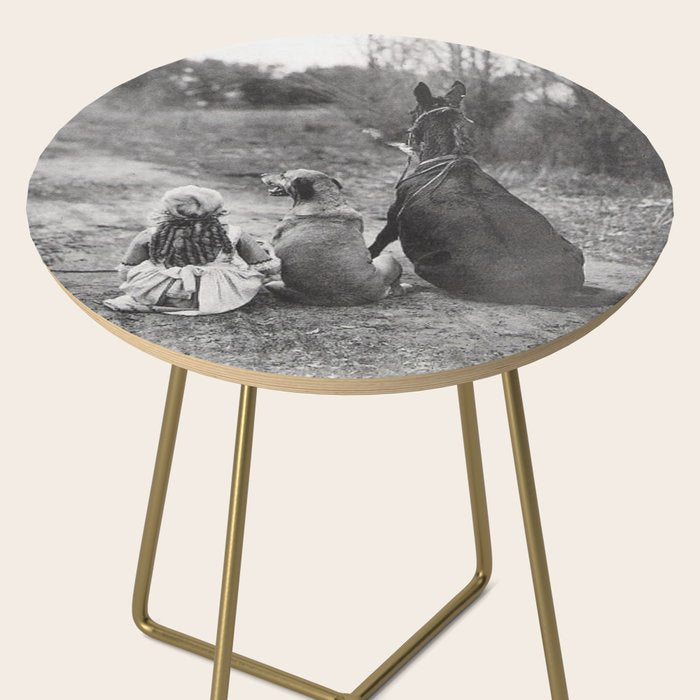 A Girl, Her Dog, and Her Horse wonderful black and white photograph - photography Side Table Gallery Image 2