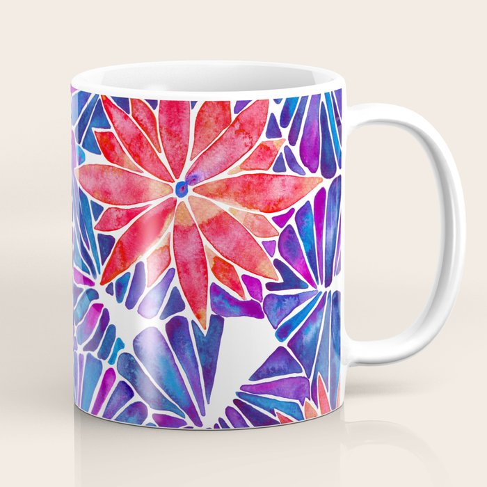Water Lilies - Indigo & Red Palette Coffee Mug Gallery Image 1