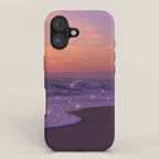PURPLE WAVES | ocean | sea | collage | glow | gems | crystal | sunset | aesthetic | seaside | nature iPhone Case Gallery Image 1