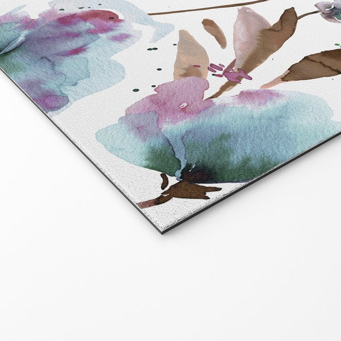 Poppies Loose Floral Watercolor - Meadow Wildflowers - Aqua Plum  Welcome Mat Gallery Image 2