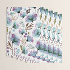 Poppies Loose Floral Watercolor - Meadow Wildflowers - Aqua Plum  Wrapping Paper Gallery Image 3