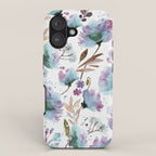 Poppies Loose Floral Watercolor - Meadow Wildflowers - Aqua Plum  iPhone Case Gallery Image 1